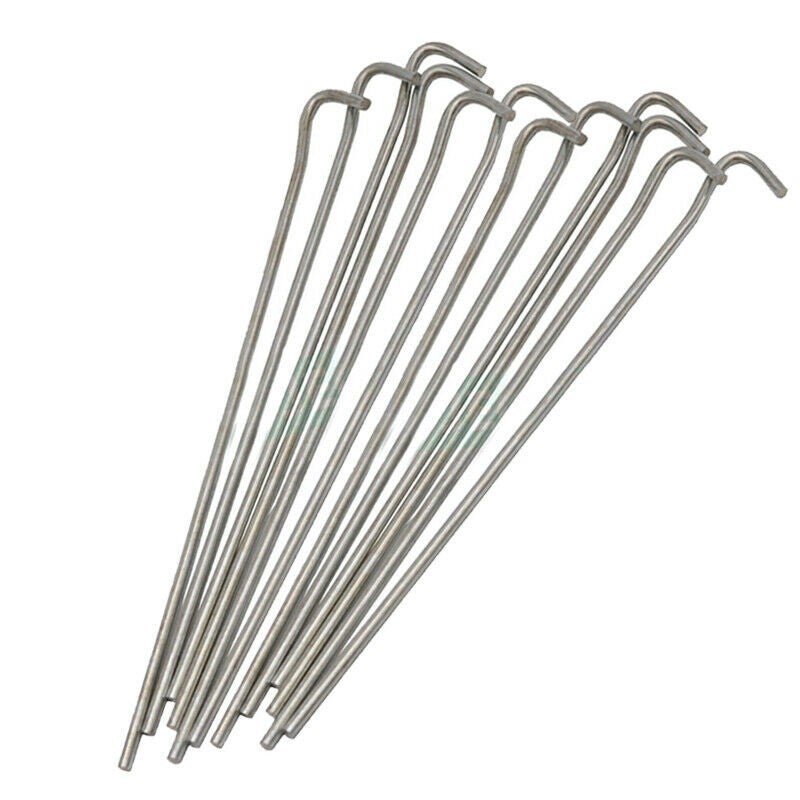 Ozoffer 12X Tent Pegs 23 cm Metal Chromed 10 Pieces Ground Stakes Pins Camping Hiking