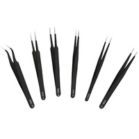 Ozoffer 12xTweezers Kit Stainless Steel Anti-static Nail Eyebrow Electronic Jewellery AU