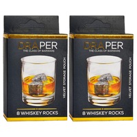 Ozoffer 16Pcs Whiskey Stones Ice Melts Reusable Natural Marble Chilling Scotch Rocks Cubes