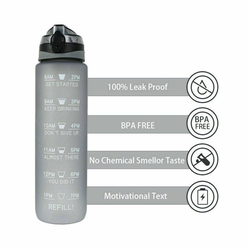 Buy Ozoffer 1L Water Bottle Motivational Drink Flask With Time Markings BPA  Free Sport Gym - MyDeal