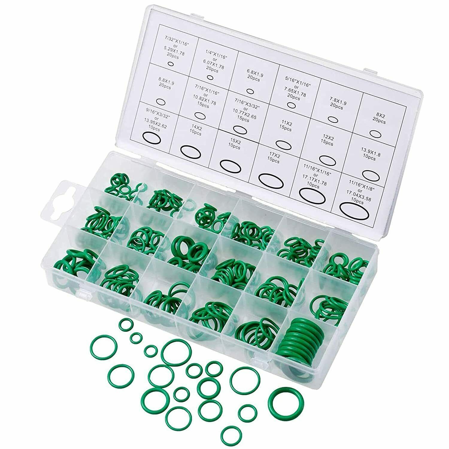Ozoffer 270 Pcs Air Conditioning O Ring Assortment Kit Green Con 18