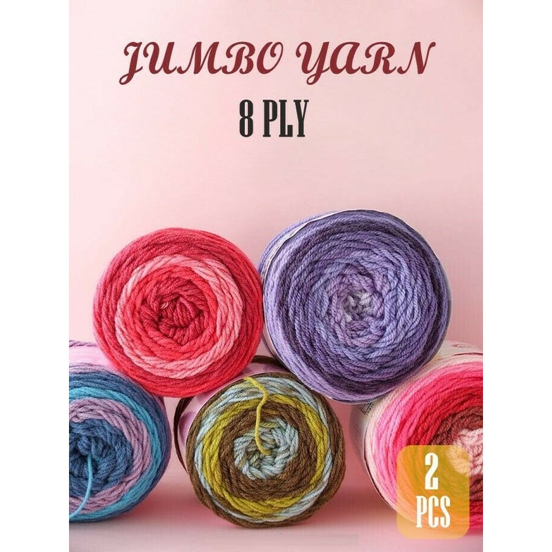 2PC 8Ply Knitting Yarn Cake JUMBO Premium Acrylic Crochet Craft 200g Super  Soft