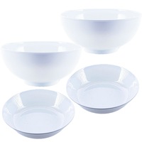 Ozoffer 2Pcs Melamine Cereal & 2Pcs Laksa Bowl Set BPA Free Stackable Lightweight Durable