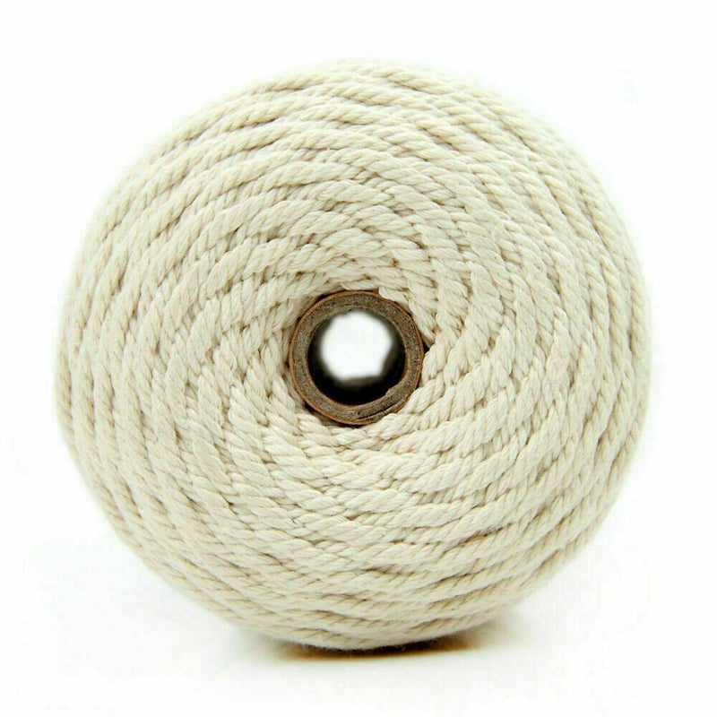 Natural Beige Macrame Cotton Rope 4mm X 100m Durable Twisted