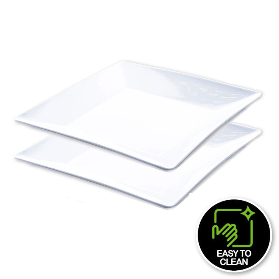 Ozoffer 2X Melamine Plates Square Lightweight Durable Strong 25cm