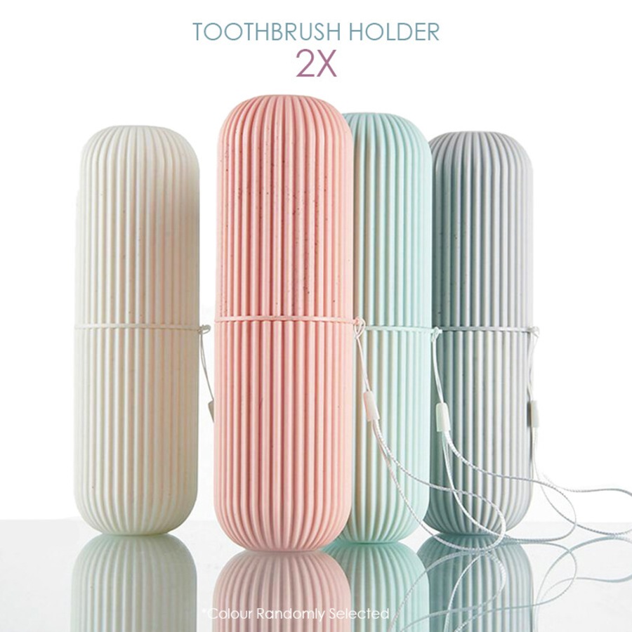 Ozoffer 2x Portable Toothbrush Paste Holder Case Covered Travel Tooth Brush Box