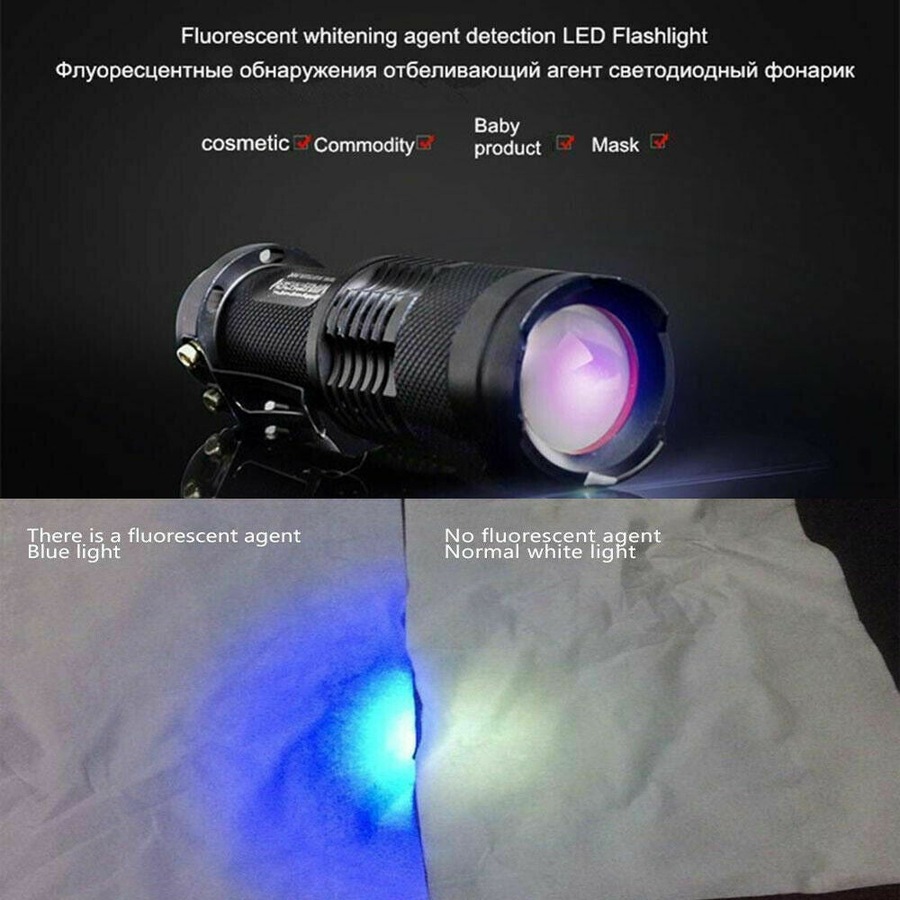 Ozoffer 2x UV Ultra Violet LED Flashlight Blacklight Light 395 nM Inspection Lamp Torch