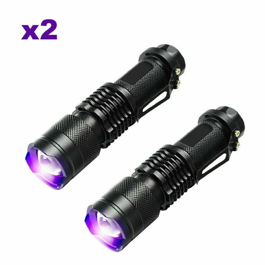Ozoffer 2x UV Ultra Violet LED Flashlight Blacklight Light 395 nM Inspection Lamp Torch