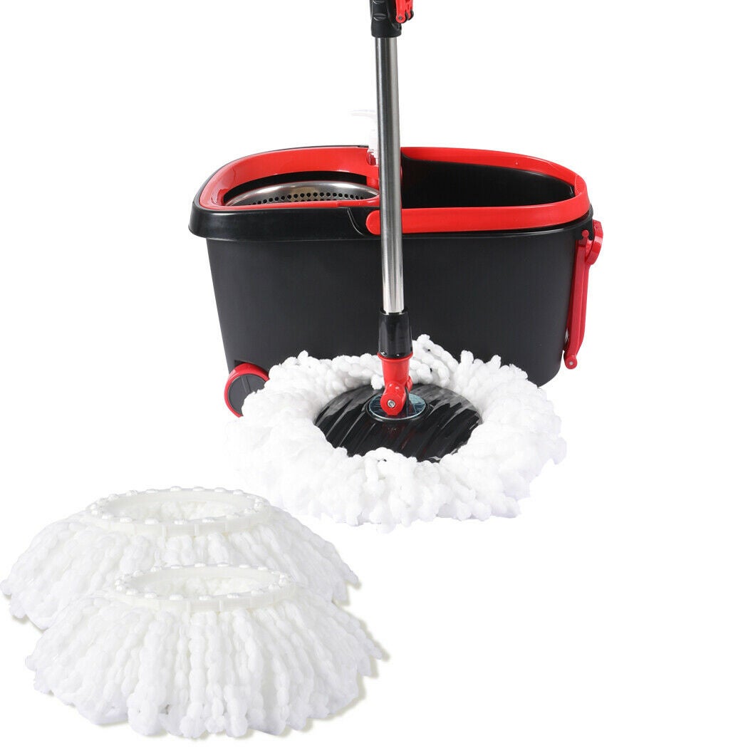 Ozoffer 360?Spin Mop Bucket Set Stainless Steel Rotating Wet Dry Microfiber