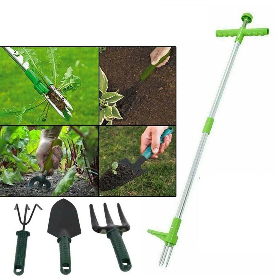 Ozoffer 4 Pcs Farming Set Gardening Hand Tool Set Cultivator Garden Fork Trowel Kit Weed
