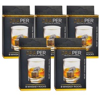 Ozoffer 40Pcs Whiskey Stones Ice Melts Reusable Natural Marble Chilling Scotch Rocks Cubes