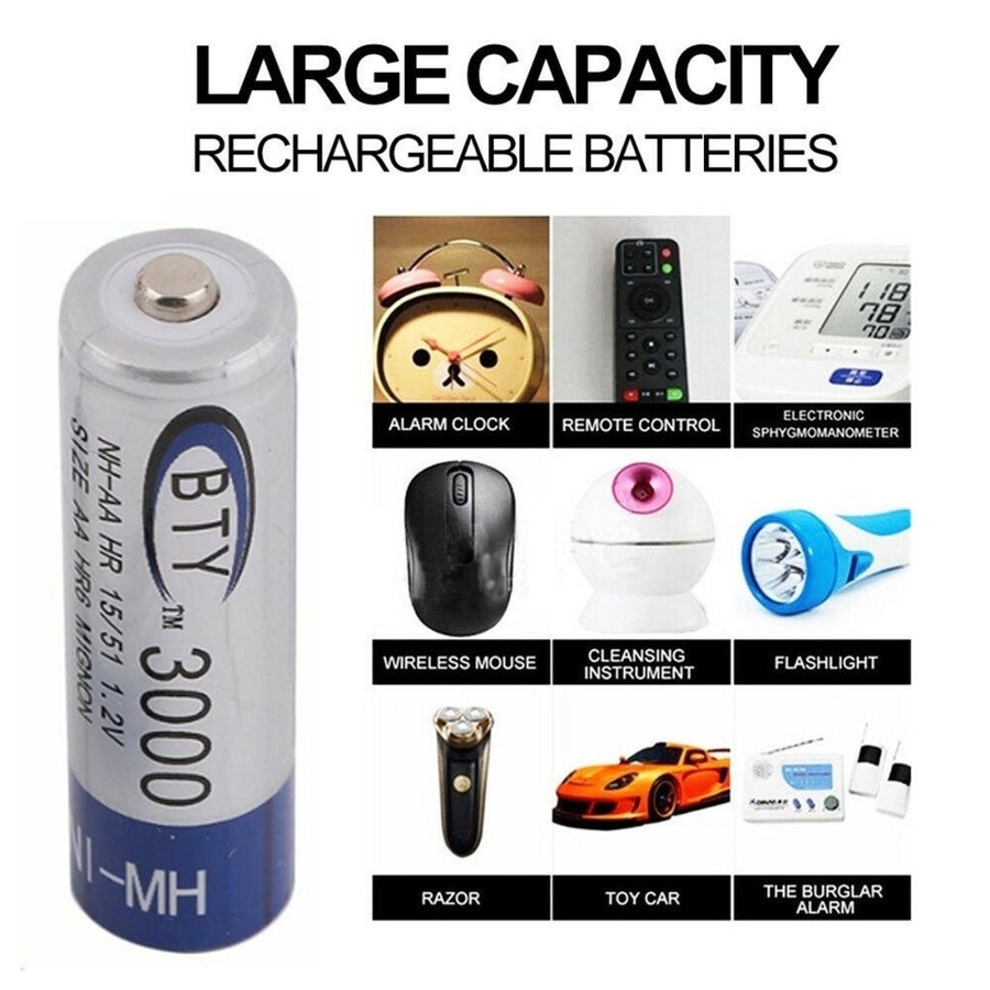 Ozoffer 4x Rechargeable Battery AA 3000mAh & 4x AAA 1000mAh Rechargeable Battery Set