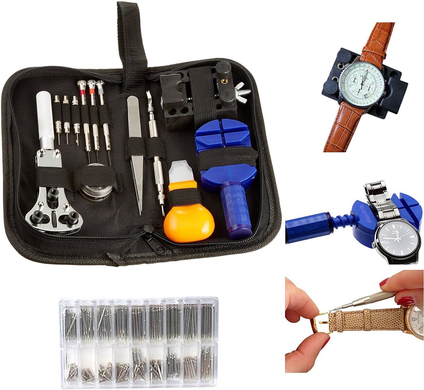 Ozoffer 504Pcs Watch Repair Tool Kit Watchmaker Back Case Opener Spring Pin Bars