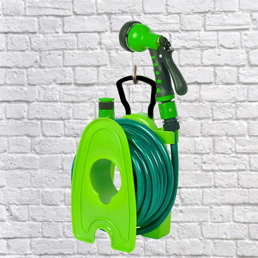 Ozoffer 5pcs FELDSPAR Garden Mini Hose Reel Set 10m 7-Function Spray Gun Wall Mountable