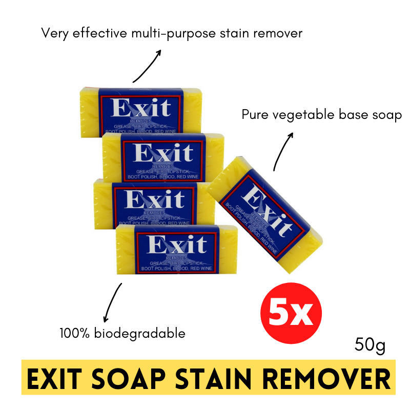 Ozoffer 5x Exit Soap STAIN REMOVER EXIT 50g - Removes Grease Biro Ink Blood Red Wine