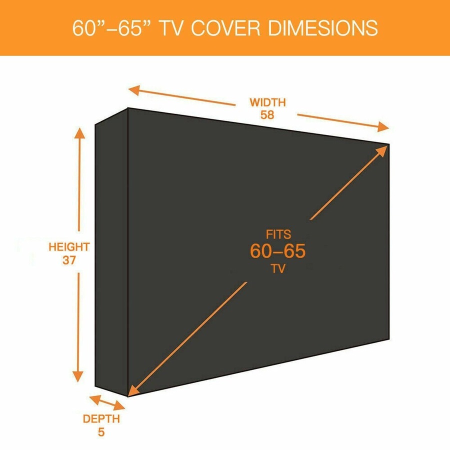 Ozoffer 60'- 65' Inch Waterproof TV Cover Outdoor Patio Flat Television Protector Black
