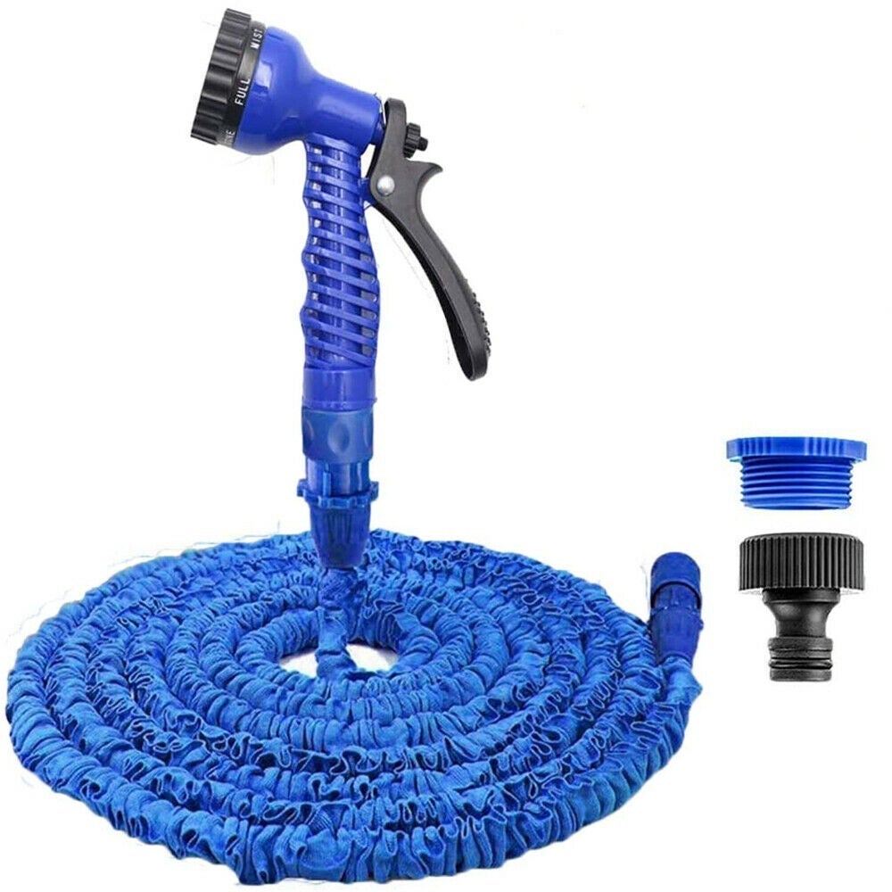 Ozoffer 7in1 Flexible Expandable Water Garden Hose Pipe Spray Gun 75/150Ft