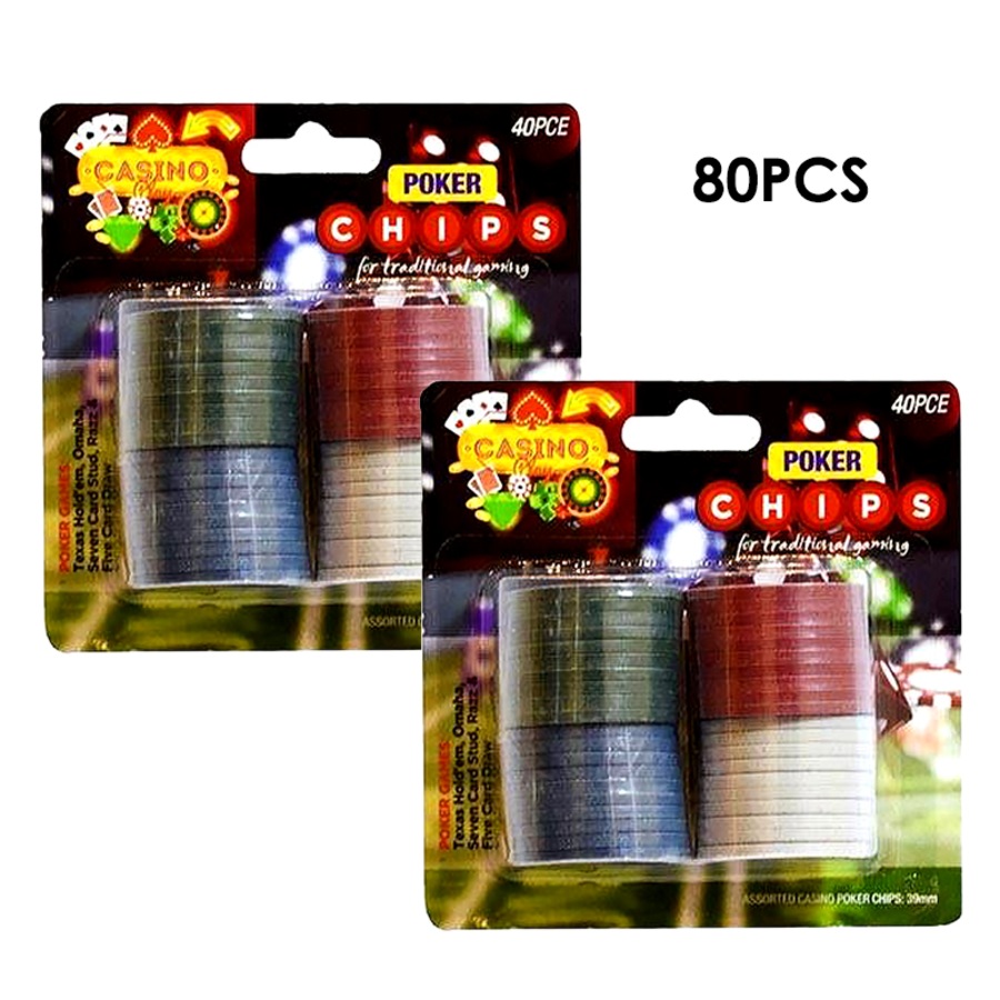 Ozoffer 80Pcs Poker Game Chip Set TEXAS Casino Size