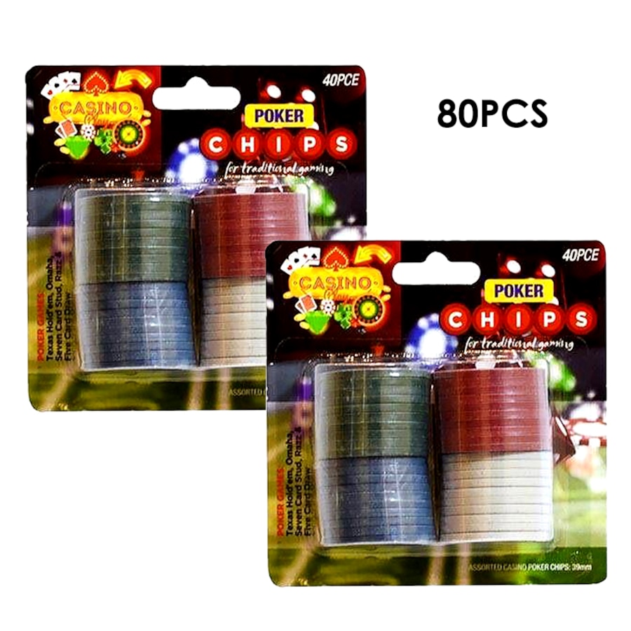 Ozoffer 80Pcs Poker Game Chip Set TEXAS Casino Size