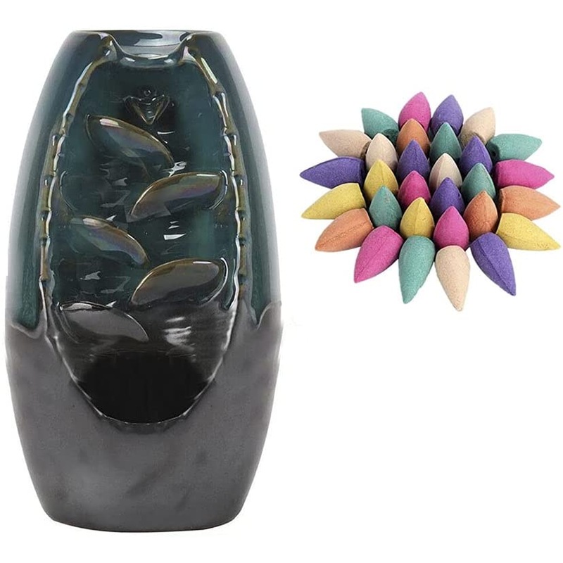 mydeal.com.au | Ozoffer Backflow Ceramic Mountain Waterfall Smoke Incense Burner Cones Holder 60 Cone