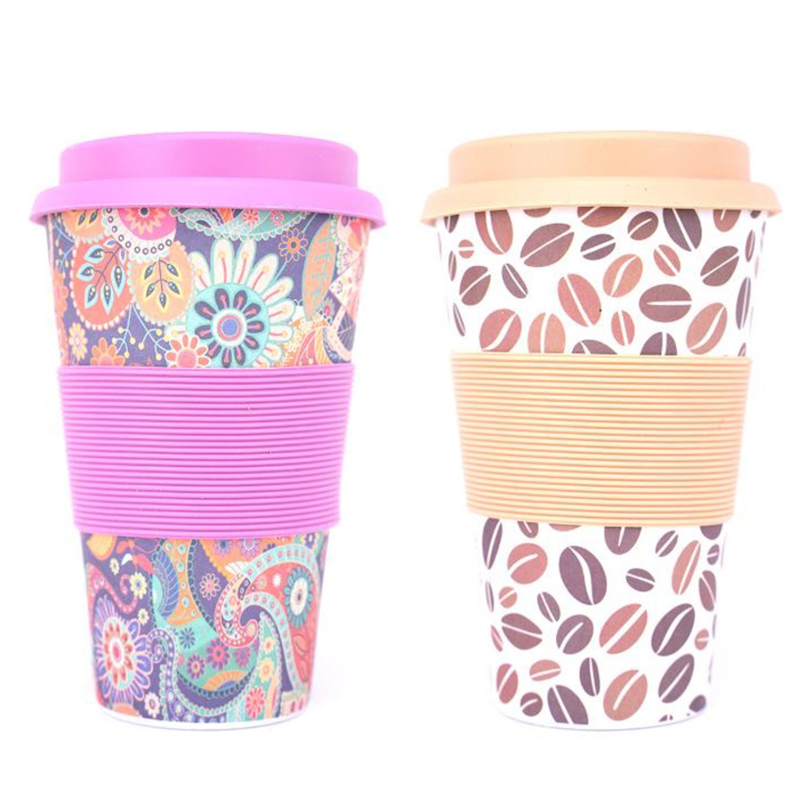 Ozoffer Bamboo Fibre Keep Cup Assorted Designs 400mL