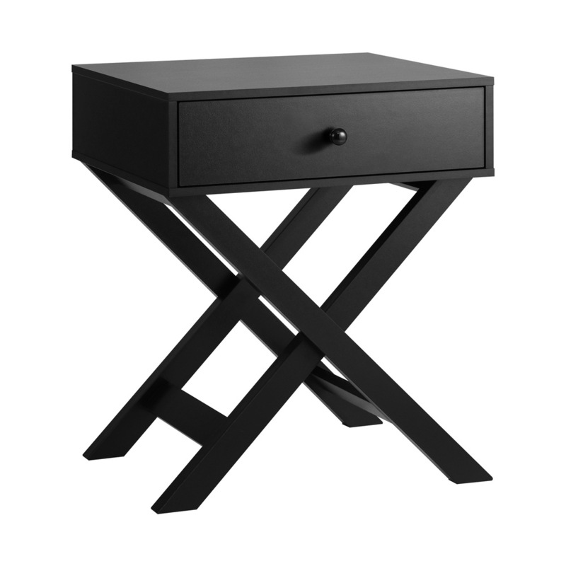 Buy Ozoffer Bedside Table with Wooden Frame and Cross Base Side Table