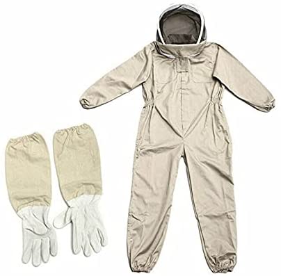 Ozoffer Beekeeping Full Suit Bee Suit Heavy Duty with Leather Ventilated Keeping Gloves
