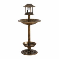 Ozoffer Bird Bath Feeder Feeding Food Station Ornamental Solar Light Outdoor Garden