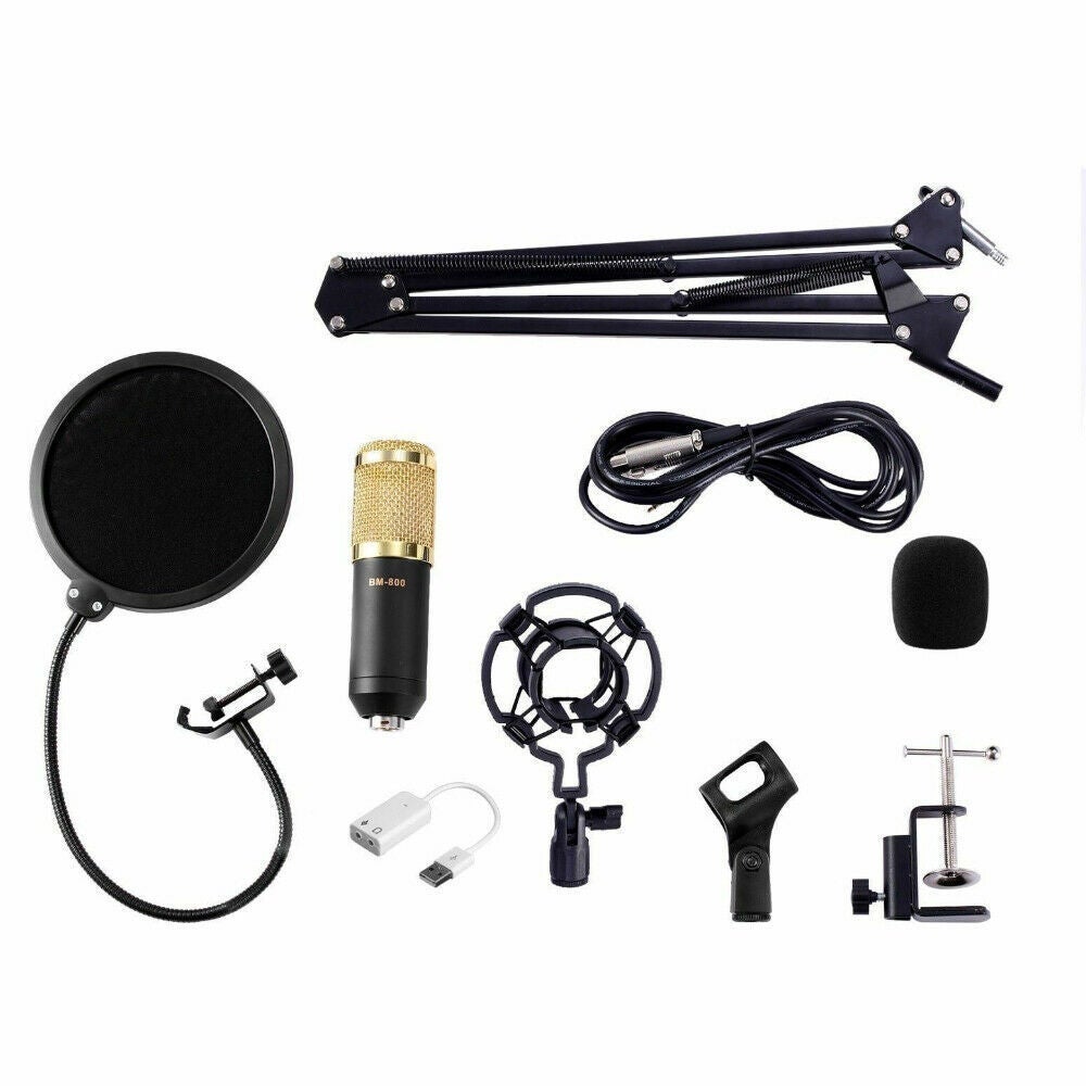 Ozoffer BM800 Condenser Microphone Kit Studio Suspension Boom Scissor Arm Stand