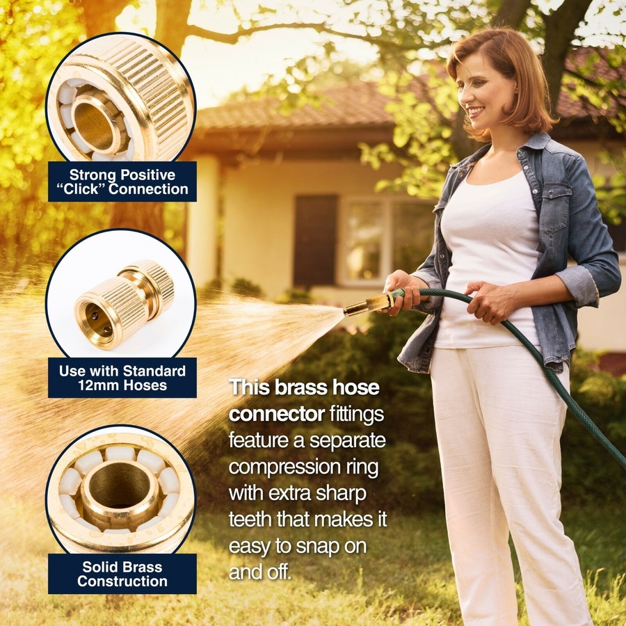 Ozoffer Brass Hose Connector Water Pipe Tube Fitting Garden Tap Adaptor Watertight