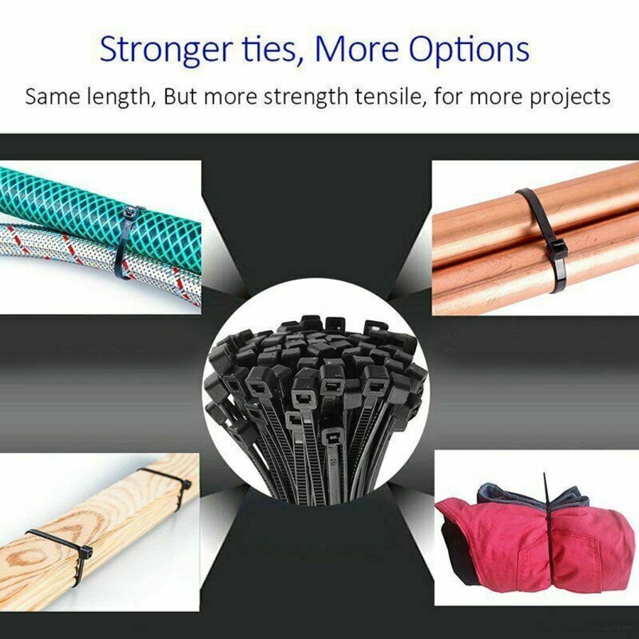 Ozoffer Cable Ties Zip Ties Nylon UV Stabilised Bulk Black Cable Tie 200x