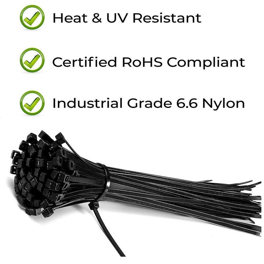 Ozoffer Cable Ties Zip Ties Strong Nylon UV Stabilised 200x Bulk Black Cable Tie 4x200mm