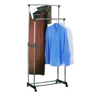 Ozoffer Garment Holder Clothes Rack Double Stainless Shelf Hanger Adjustable Coat
