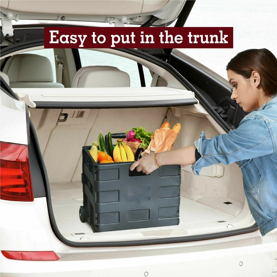 Ozoffer Grocery Basket Foldable Shopping Cart Trolley Pack & Roll Folding Crate Portable