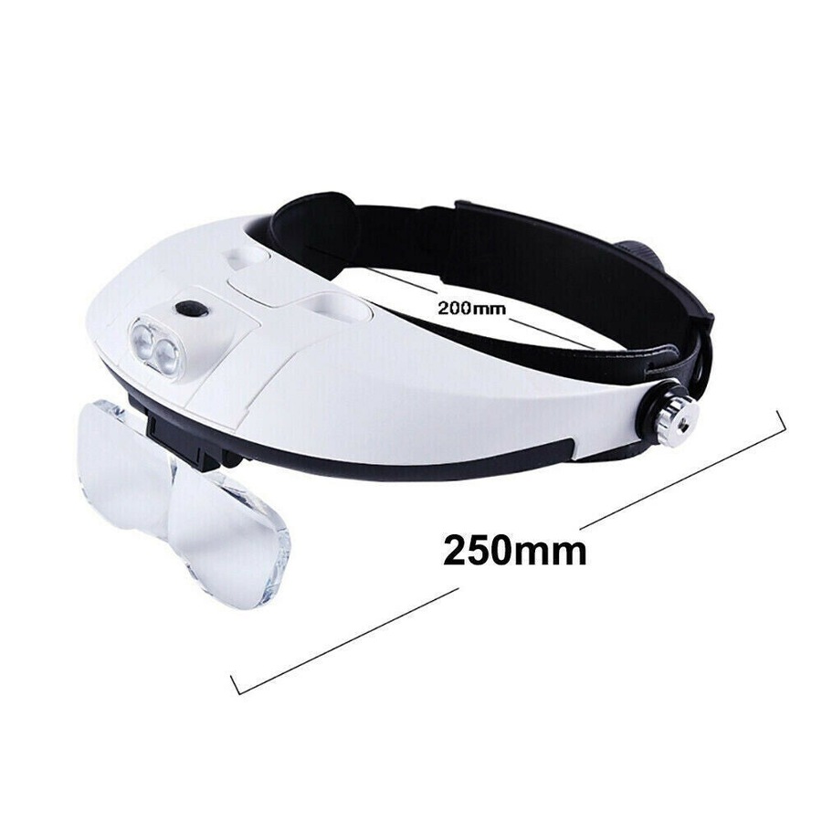 Ozoffer Headband Magnifier 2 LED Lamp Light Jeweler Head Mounted Magnifying Glass Loupe
