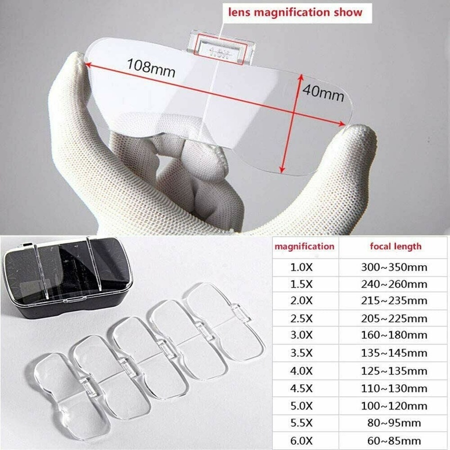 Ozoffer Headband Magnifier 2 LED Lamp Light Jeweler Head Mounted Magnifying Glass Loupe