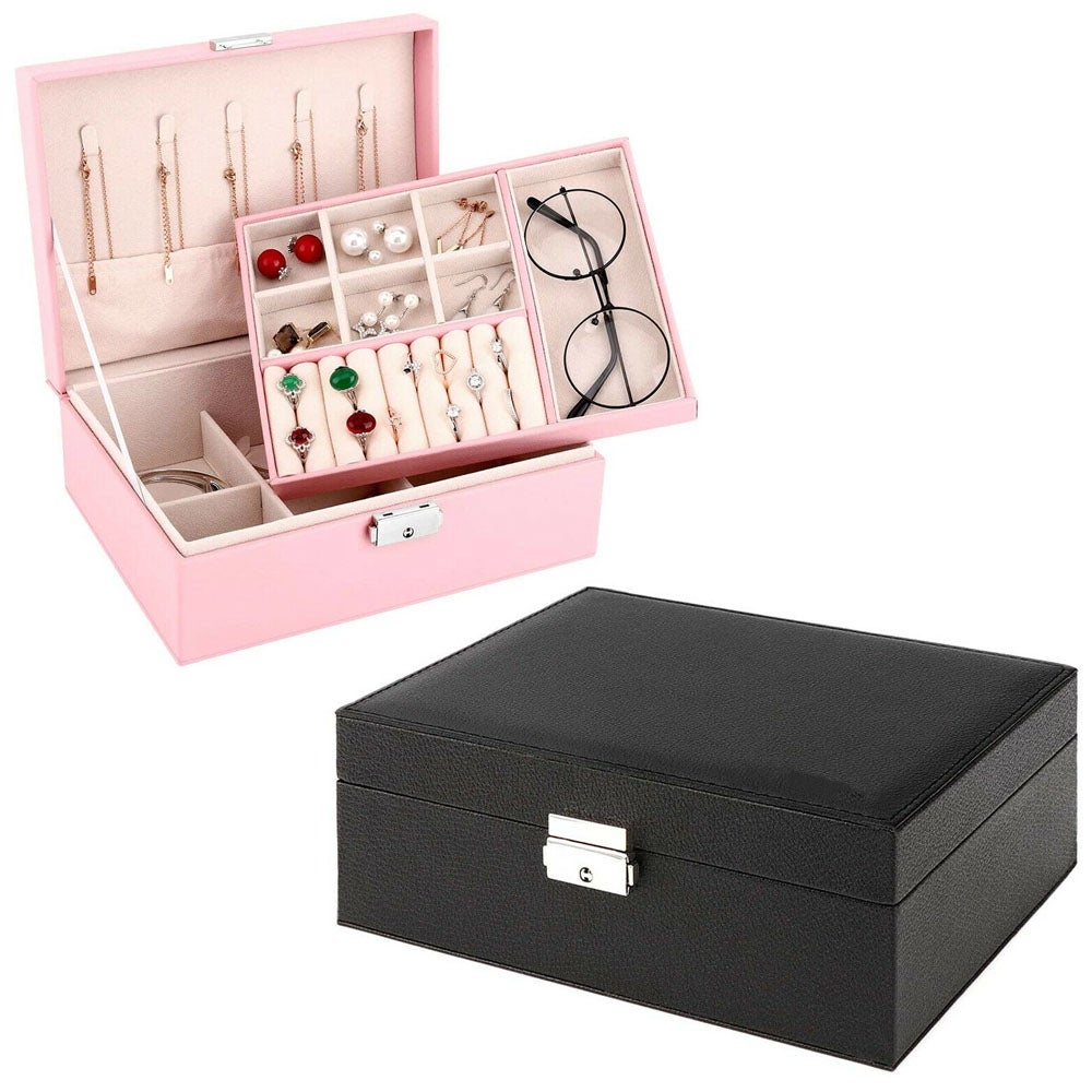 Ozoffer Jewelry Organizer Case Box Holder Storage Earring Ring Velvet Display Leather AU