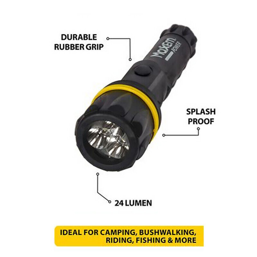 Ozoffer LED Rubber Torch Body Heavy Duty LED Torches Water Resistant Durable 24 Lumens