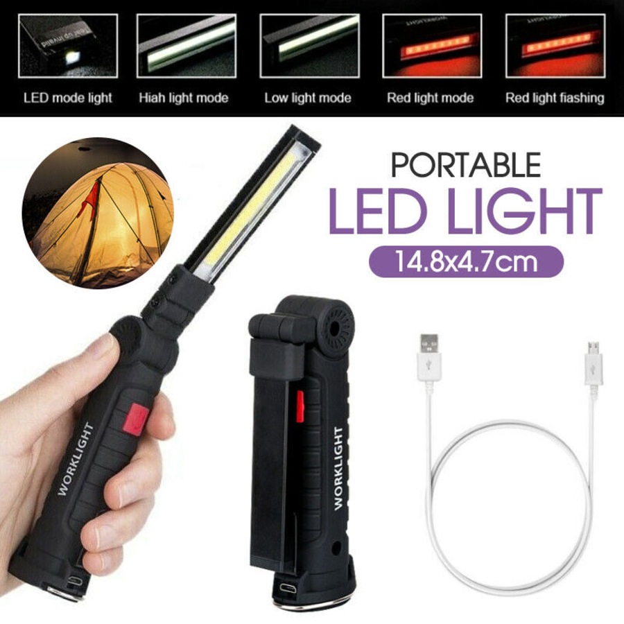 OZoffer Magnetic COB+LED Rechargeable Torch Inspection Lamp Cordless Workshop Work Light