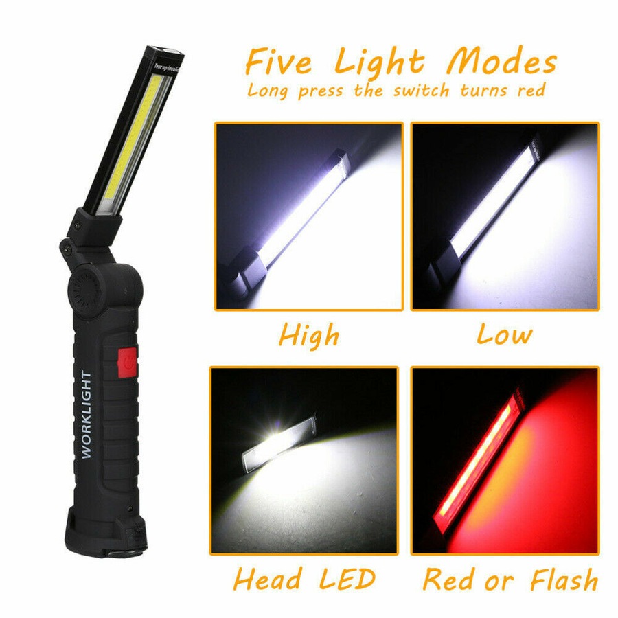 OZoffer Magnetic COB+LED Rechargeable Torch Inspection Lamp Cordless Workshop Work Light