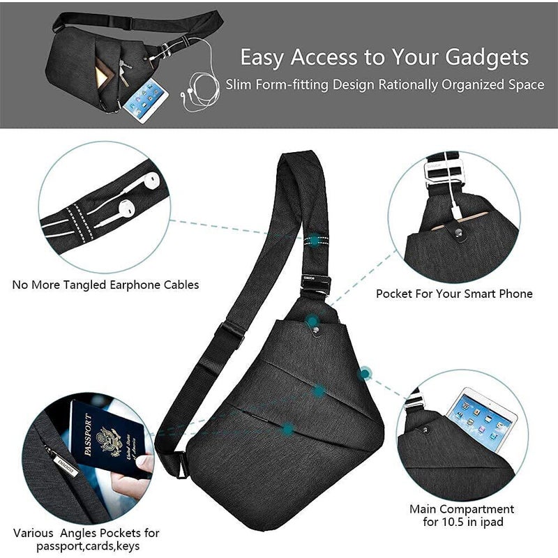 Buy Ozoffer Mens Sling Chest Shoulder Bag Anti Theft Pocket Portable ...