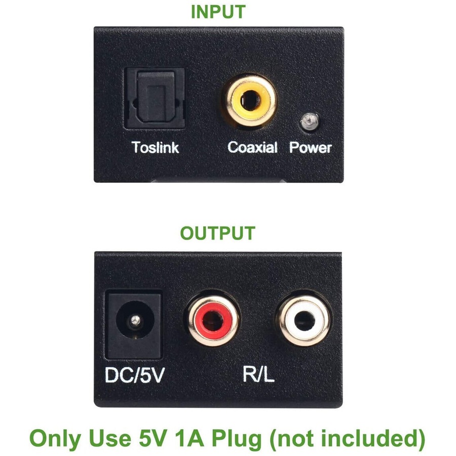 Ozoffer Optical Coaxial Toslink Digital to Analog Audio Converter Adapter RCA L/R 3.5mm