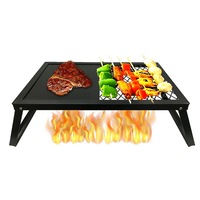 Ozoffer Outdoor BBQ Grill Plate Folding Hot Plate Campfire Portable Camping Barbecue