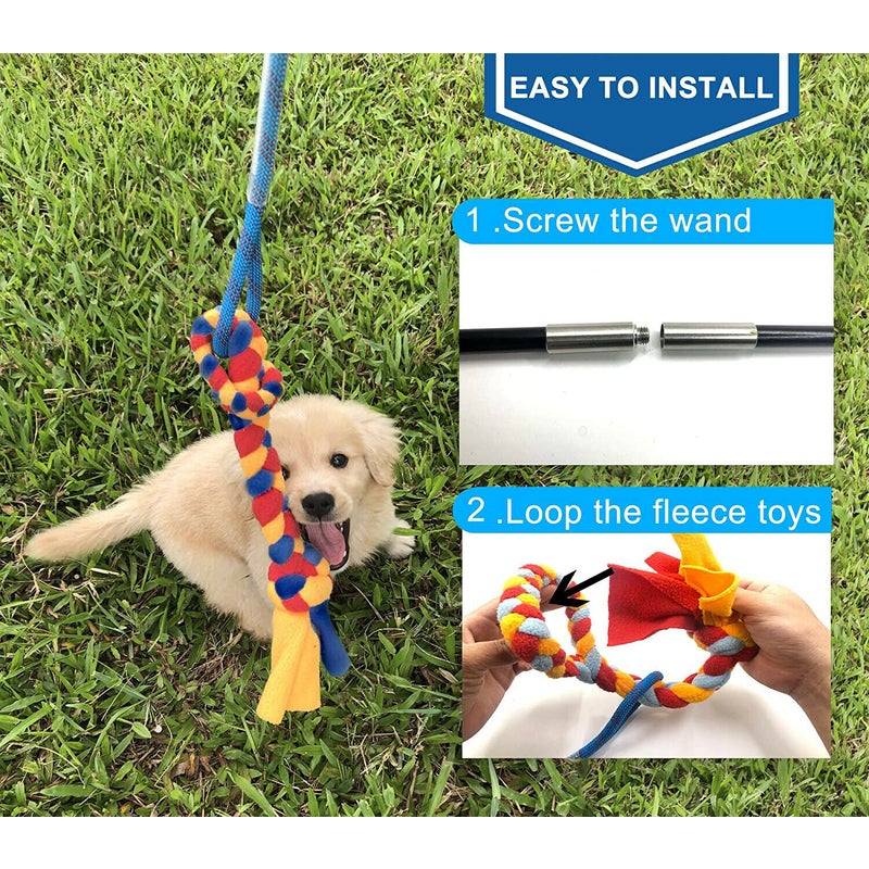 Dog Flirt Stick, Funny Pet Teaser Stick Stretch Fishing Rod