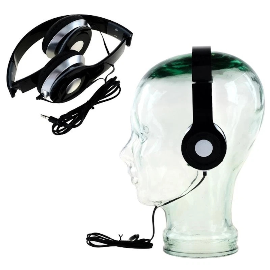 OzOffer Padded Headphones 1.1m Cord with 3.5mm Universal Jack Black