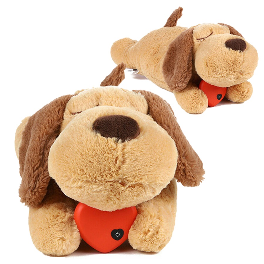 Ozoffer Pet Puppy Cat Soft Plush Toy Heartbeat Sleeping Buddy Dog Behavioral Anxiety Aid