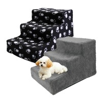 Ozoffer Pet Stairs 3 Steps Portable Cat Dog Ladder w/ Cover Step Ramp Climb For Pup Play