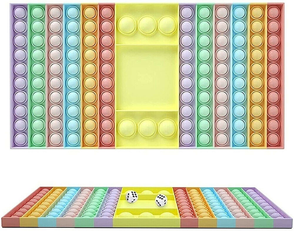 Ozoffer Rainbow Chess Board Push Pop it Bubble Sensory Toys Game Fidget Toy Pop Its