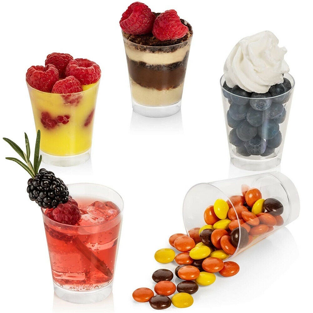 Ozoffer Round Party Mousse Sauce Dessert Cake Jelly Cups Clear Plastic Sample Cup
