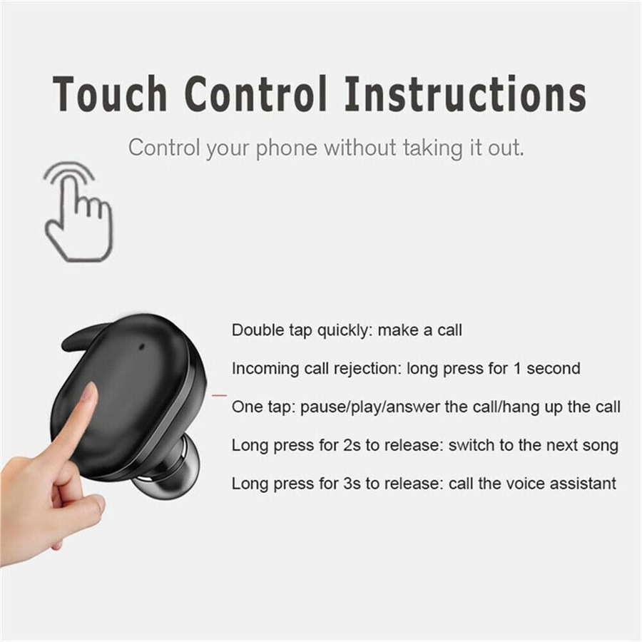 Ozoffer Wireless TWS Earbuds Bluetooth 5.0 Earphones Mini In-Ear Stereo Sports Headset